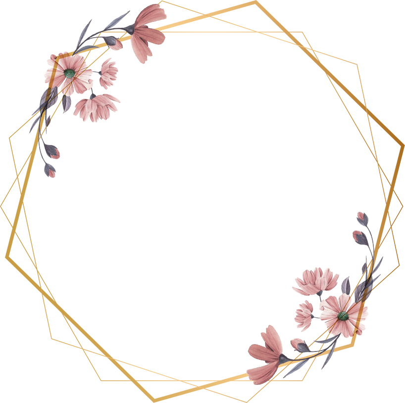 Polygonal Frame with Flowers Illustration